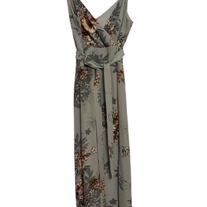 IRIS Floral Print Maxi Dress Women's Sleeveless V Neck Summer Casual Blue Large